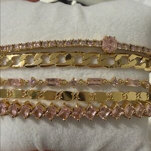 Gold & Pink Quartz BP Layers bracelet with pulley!! Brand New